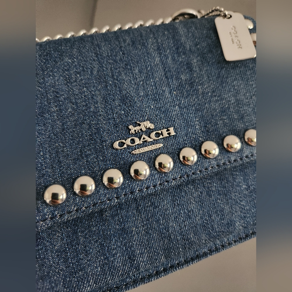 Coach Denim Studded Crossbody Bag - Picture 2 of 9